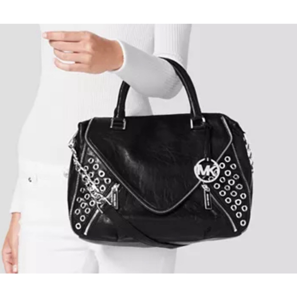 Michael Kors Handbags - Women's Michael Kors Black Silver Studded Satchel One Size